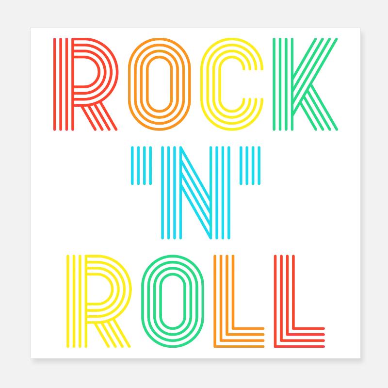 Texte rétro multicolore Rock’N’Roll Poster 20 x 20 cm