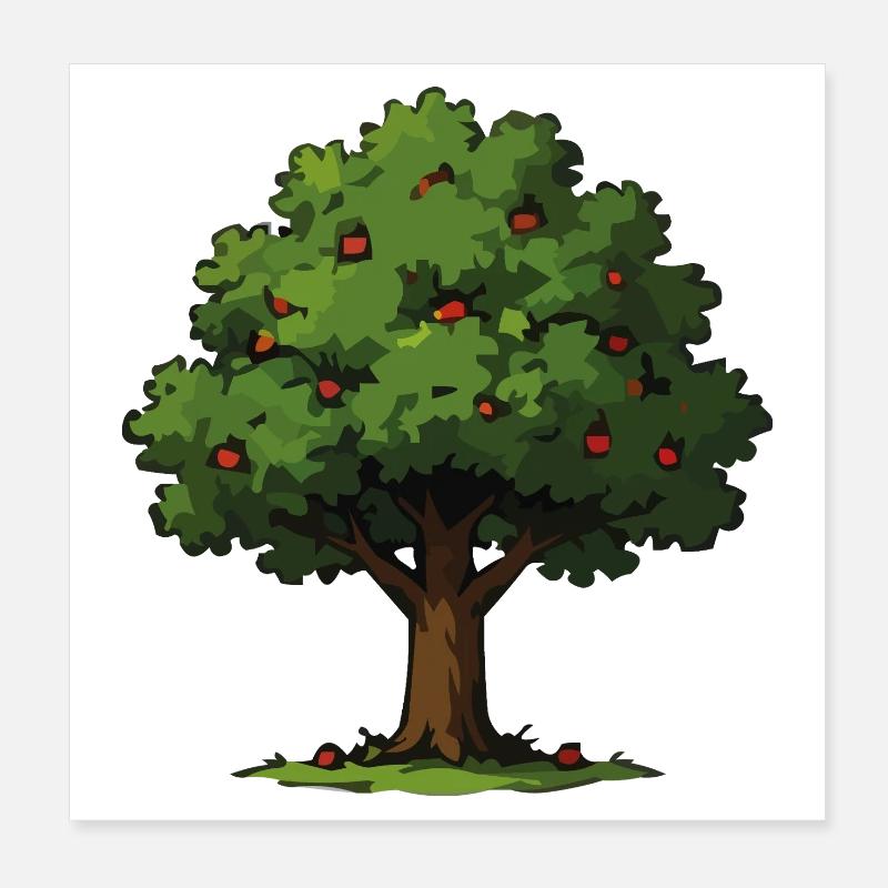 Pommier dans le style forestier Poster 20 x 20 cm