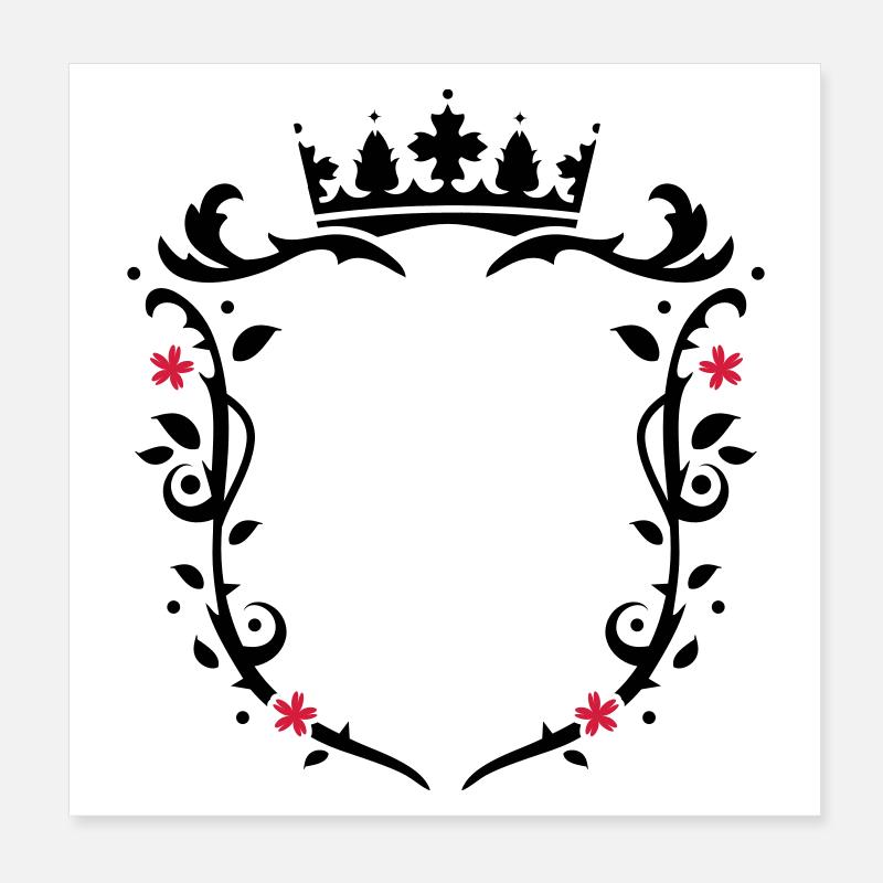 florales Wappen mit Krone Poster 20x20 cm