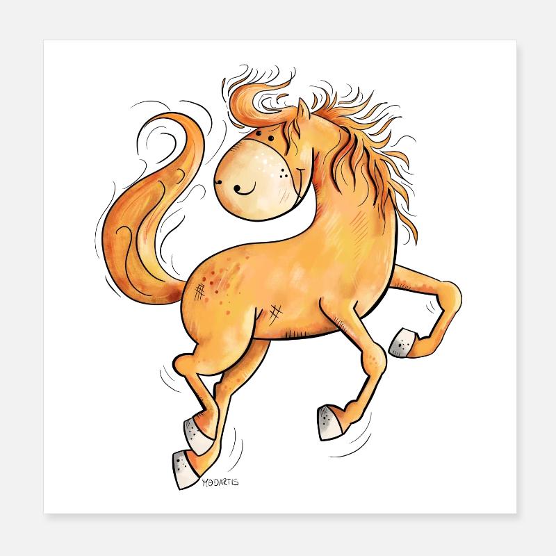 Wildes Pferd im wallender Mähne I Comic Poster 20x20 cm