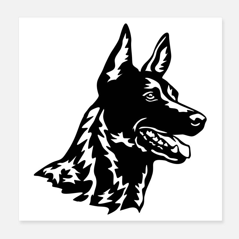 Hollandse Herder Kopf Poster 20x20 cm