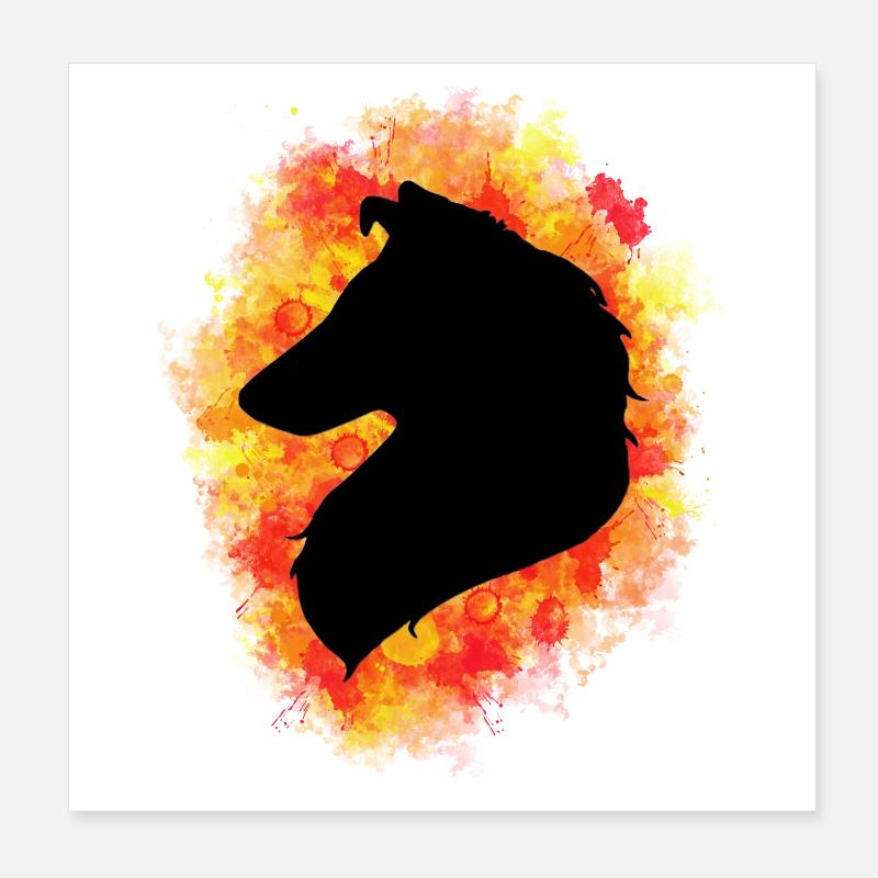 Collie Langhaar Silhouette Poster 20x20 cm