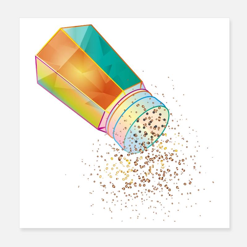 Pfefferstreuer aus buntem Glas mit Pfefferkörner Poster 20x20 cm