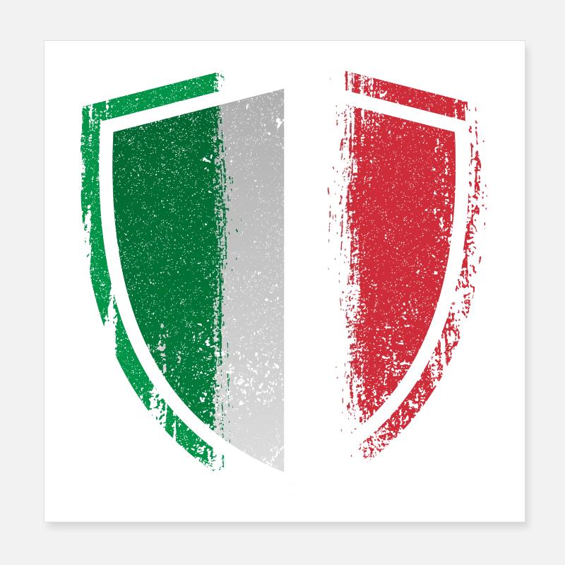 Drapeau brossé du Bouclier d’Italie Poster 20 x 20 cm