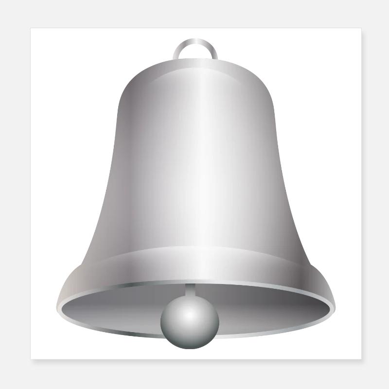 große silberfarbene Kirchen Glocke oder Glöckchen Poster 20x20 cm
