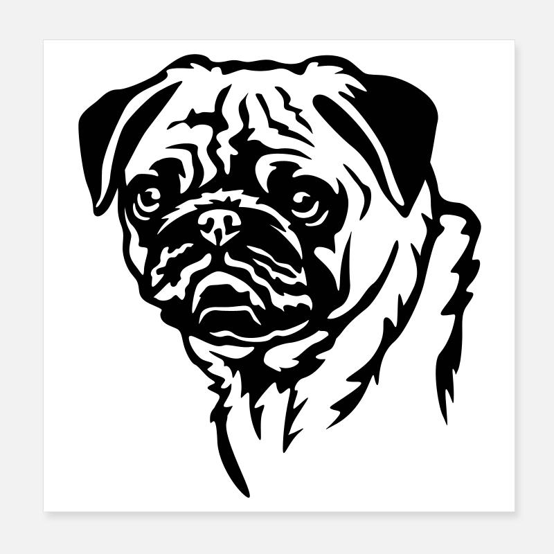 Mops Kopf Poster 20x20 cm