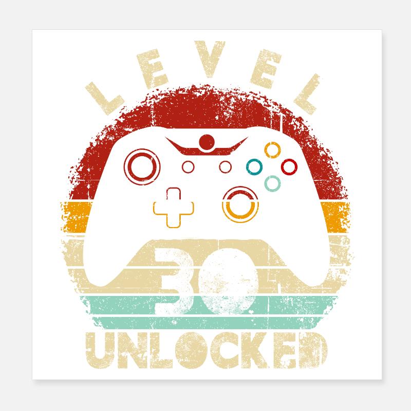 Levelfreigeschalteter Controller Retro Poster 20x20 cm