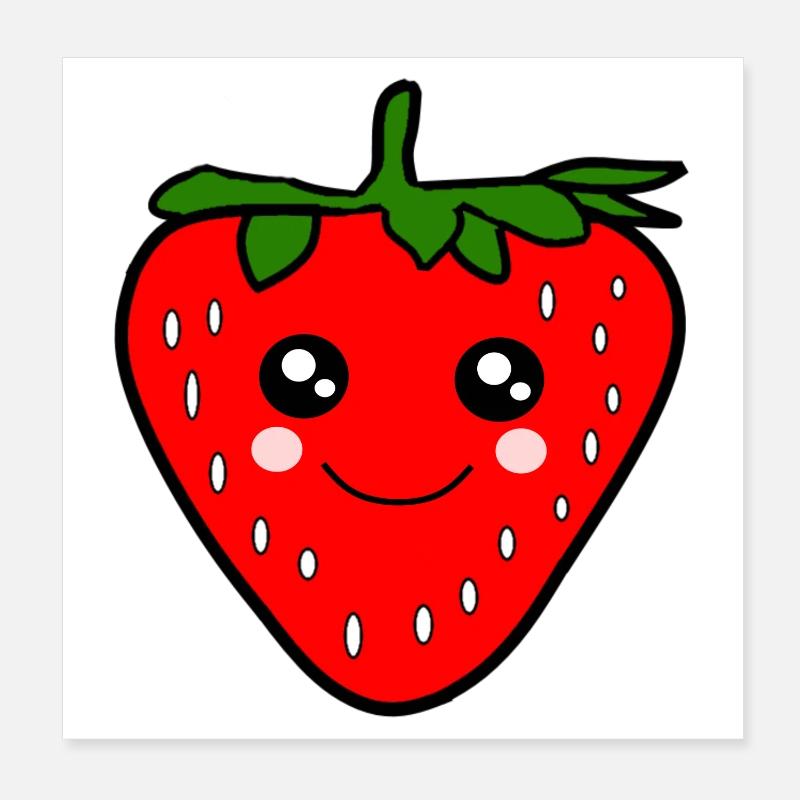 Kawaii Erdbeere Poster 20x20 cm