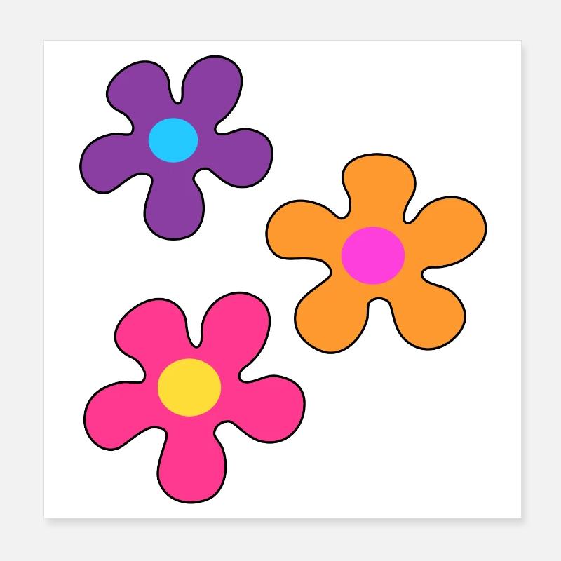 Hippie-Blumen Poster 20x20 cm