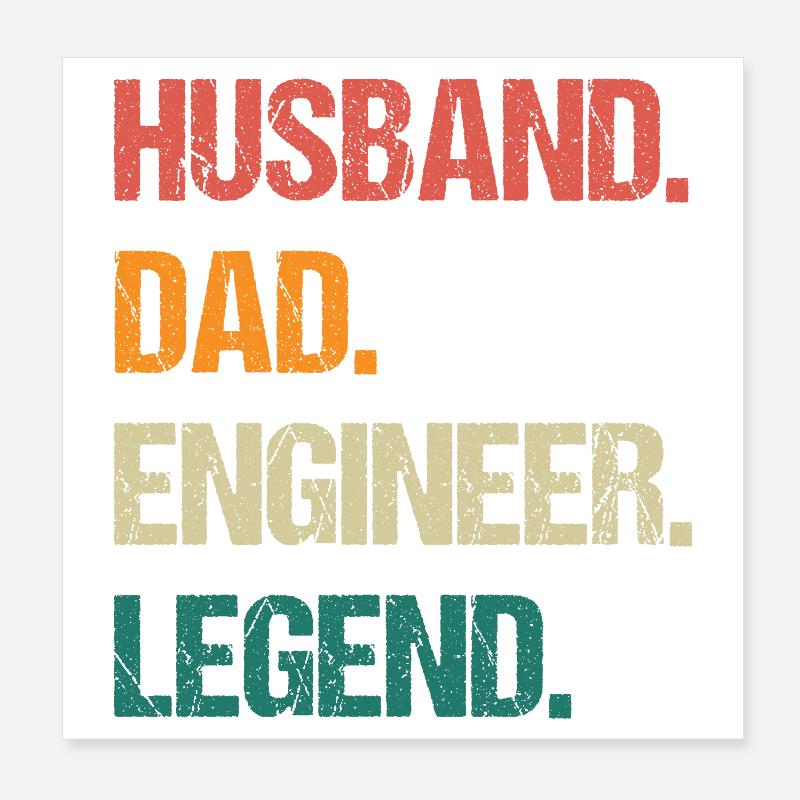 Husband Dad Engineer Legend Quote Poster 8" x 8" (20x20 cm)