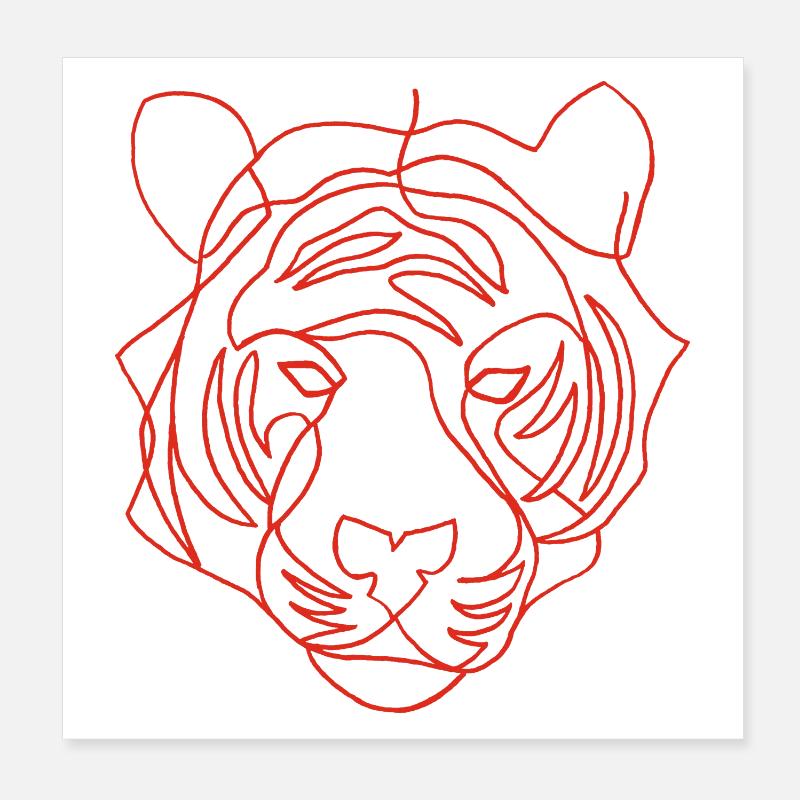 Esquisse du tigre rouge Poster 20 x 20 cm