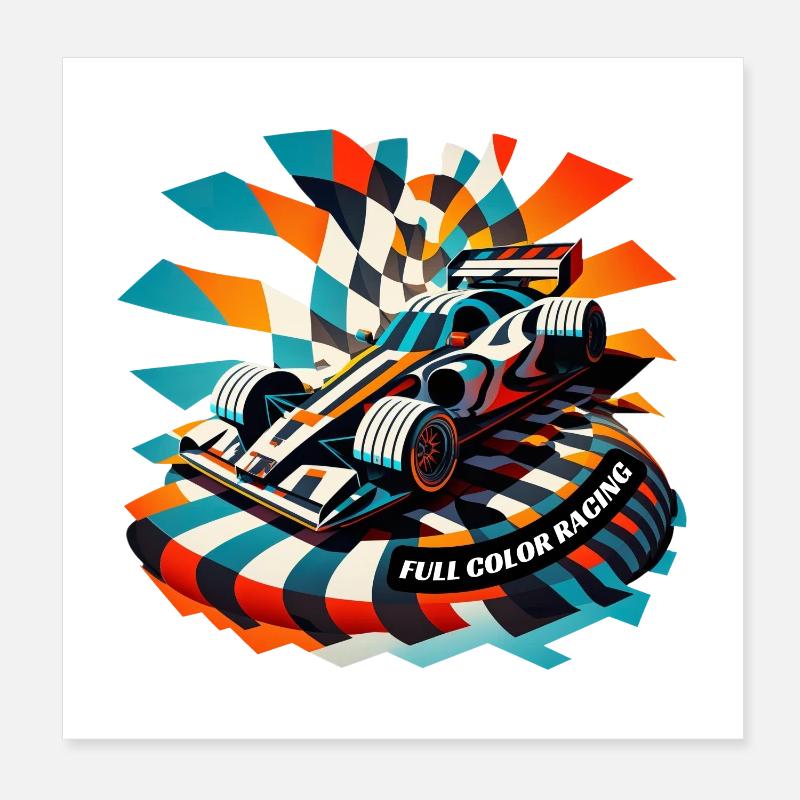 Full Color Racing Car Artwork Poster 8" x 8" (20x20 cm)
