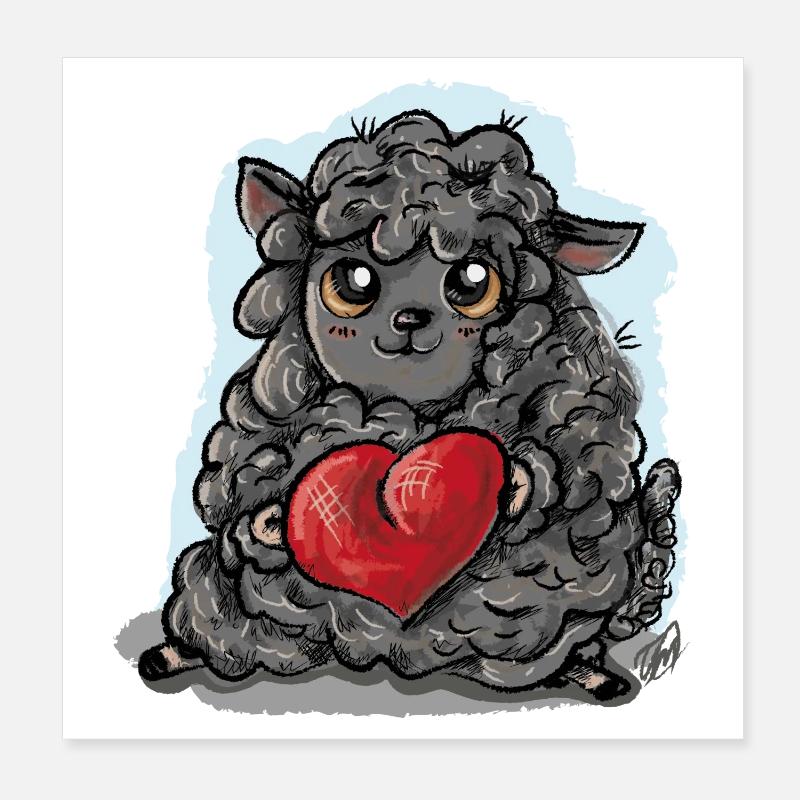 Schwarzes Schaaf Poster 20x20 cm