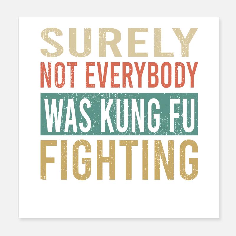 Citation de combat de kung-fu Typographie Poster 20 x 20 cm