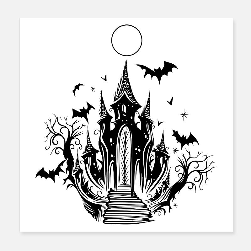 Vampire Castle Bat Halloween Poster 20 x 20 cm