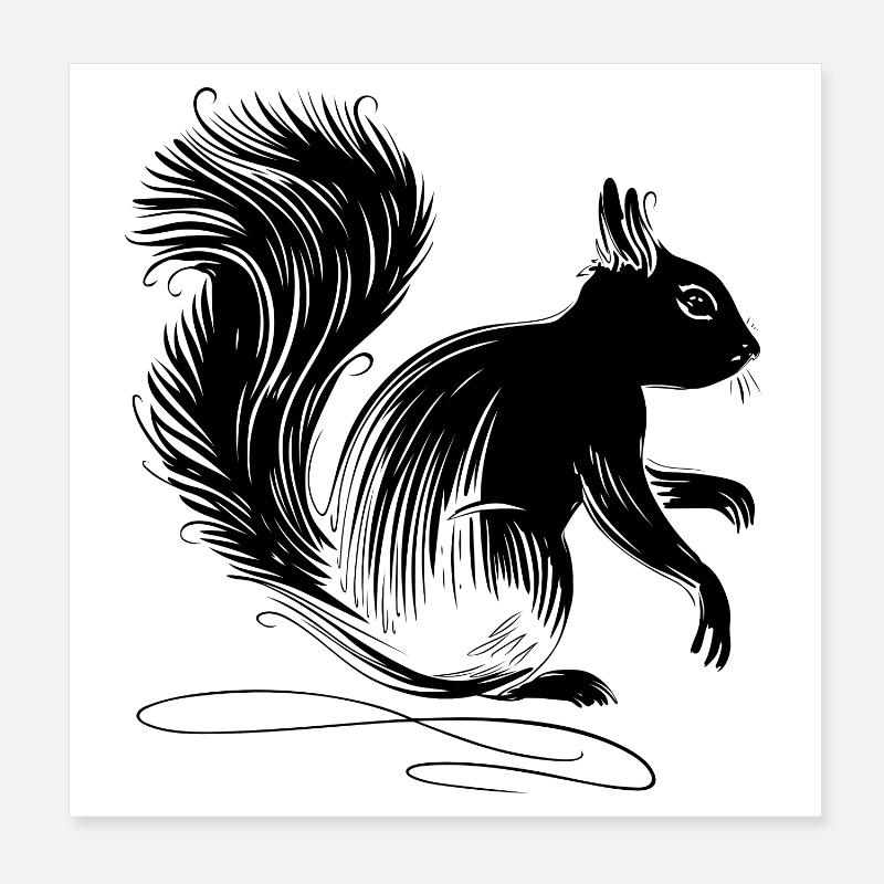 Eichhörnchen Tier Silhouette Poster 20x20 cm