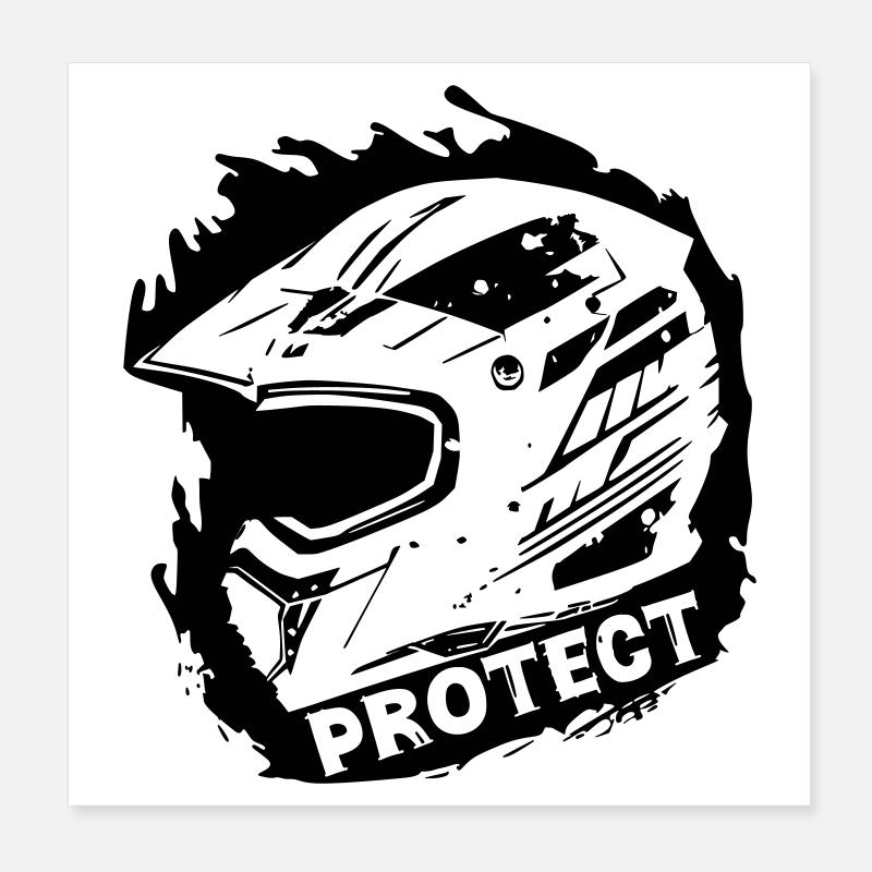 Protect - Casque de protection [Noir] Poster 20 x 20 cm
