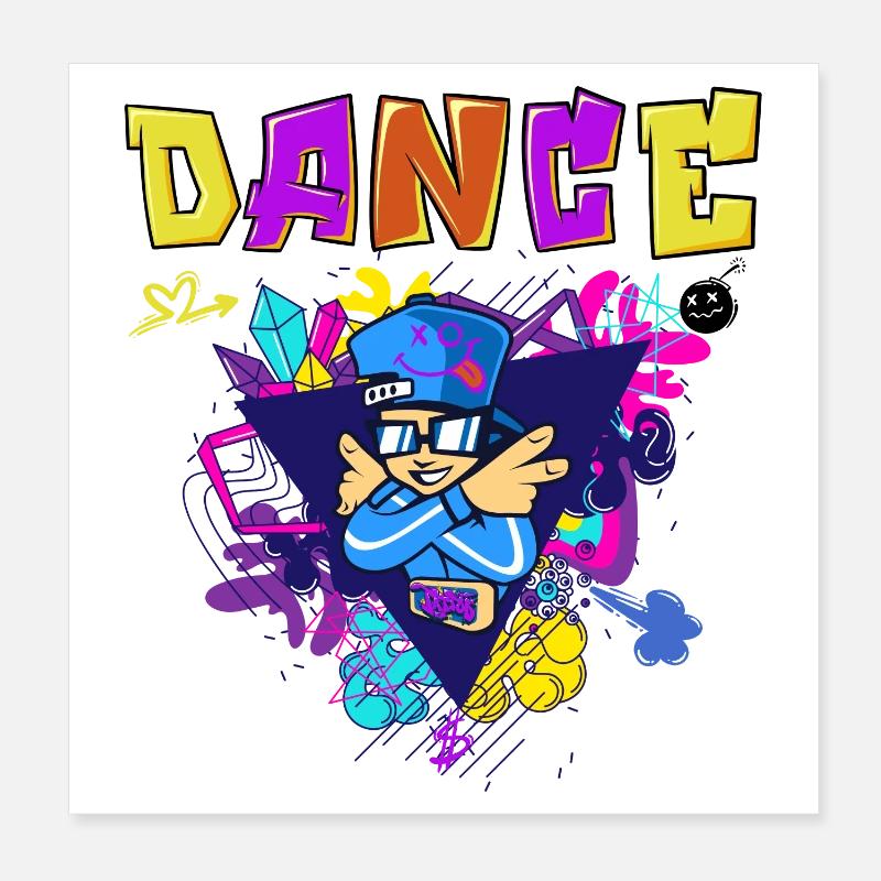 Design imprimé vibrant de style breakdance Poster 20 x 20 cm