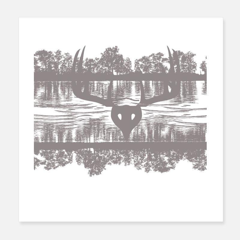 Reflets de la faune Conception de la silhouette Poster 20 x 20 cm