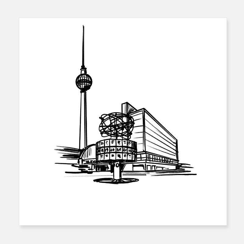 Berlin - Alex/TV Tower Poster 8" x 8" (20x20 cm)