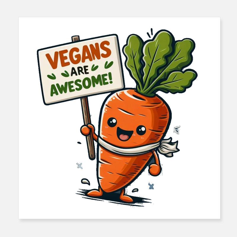 Fröhliche vegane Karotte Poster 20x20 cm
