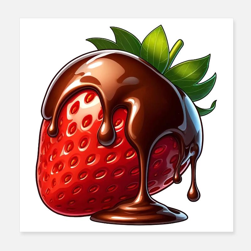 Strawberry Chocolate Melt Candy Dessert Poster 8" x 8" (20x20 cm)