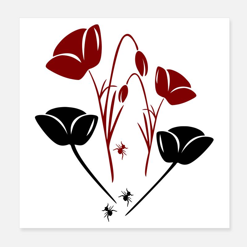 Tulpen mit Ameisen Poster 20x20 cm