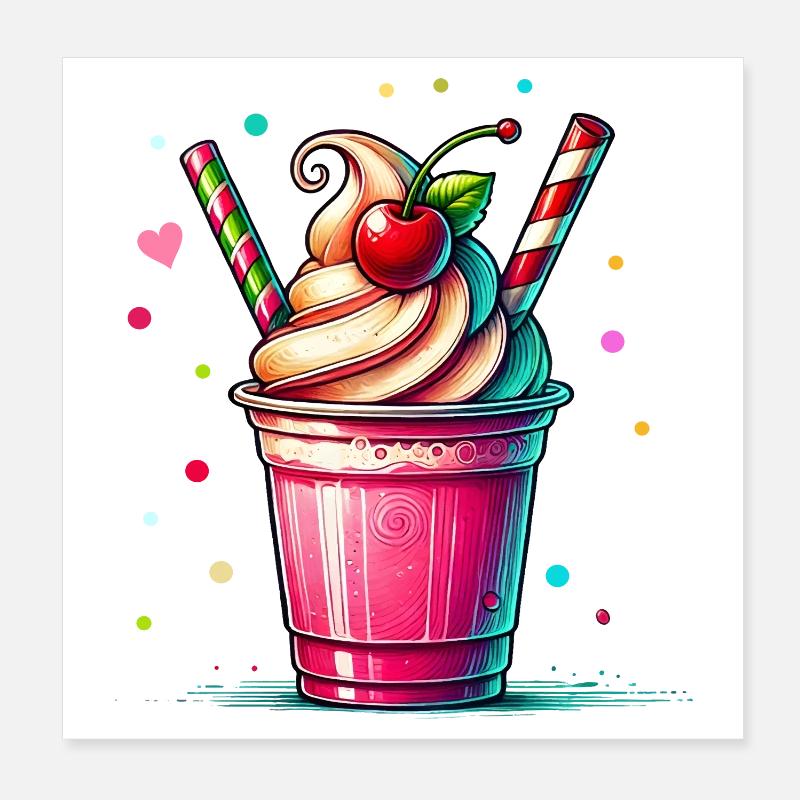 Seductive Cherry Dreams: Cherry Milkshake Poster 8" x 8" (20x20 cm)