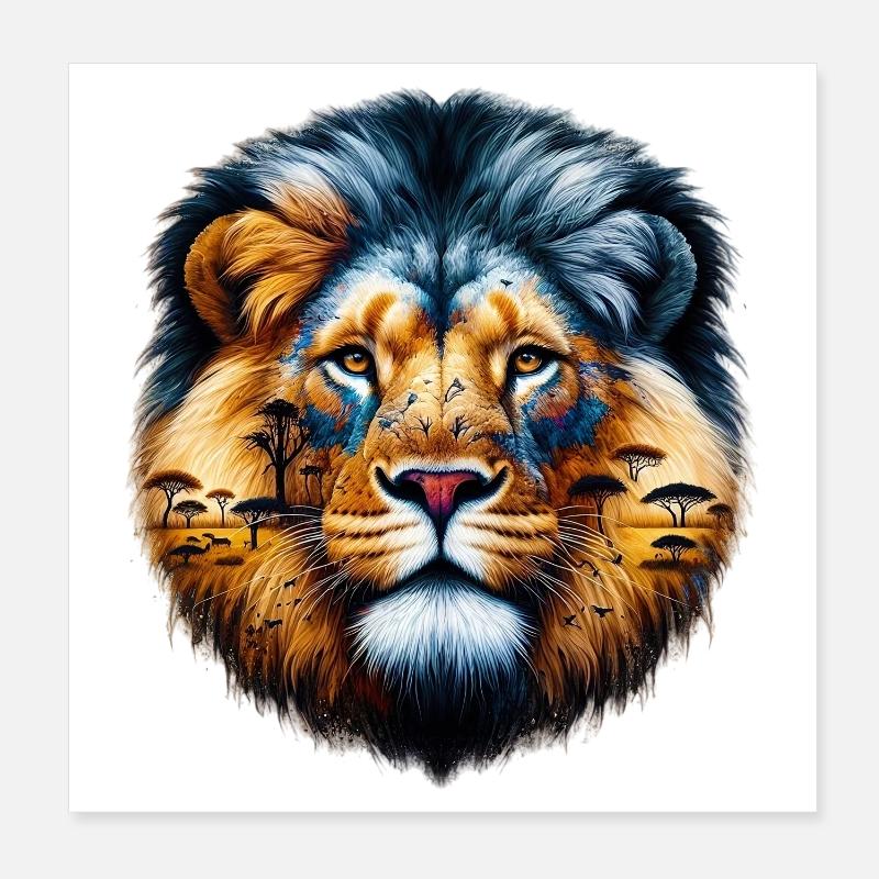 Lion Poster 20 x 20 cm