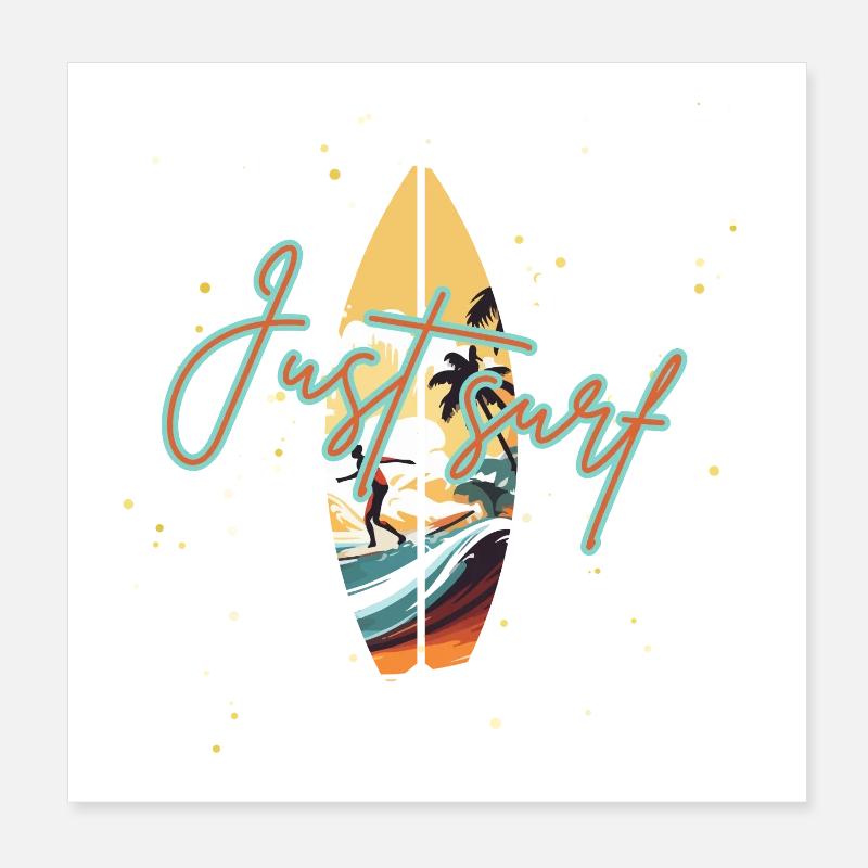 Surfeur Sunset Design Poster 20 x 20 cm