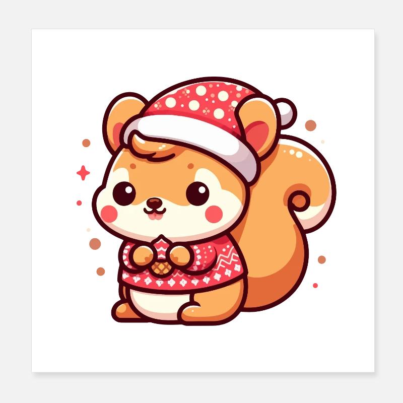Mignon écureuil de Noël Poster 20 x 20 cm