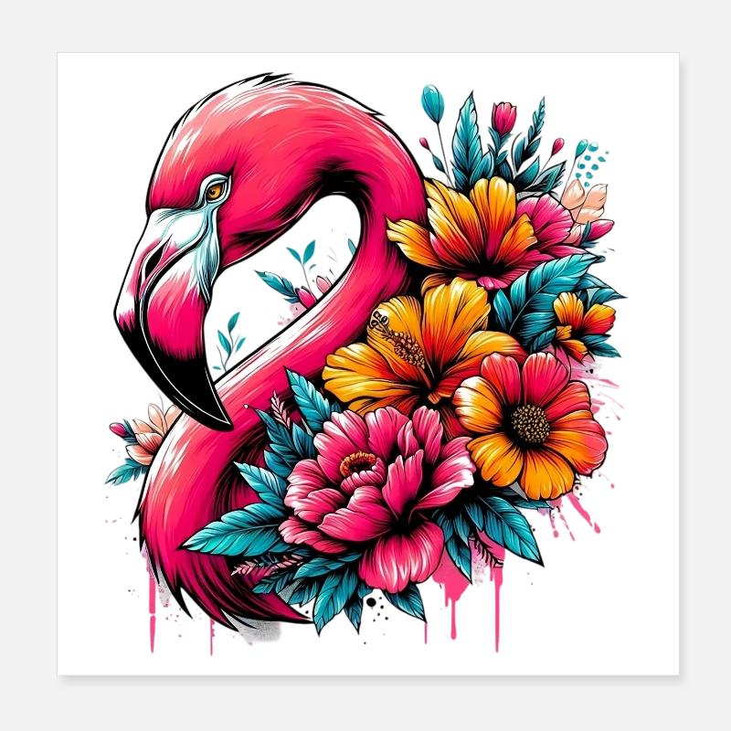 Flamant Poster 20 x 20 cm