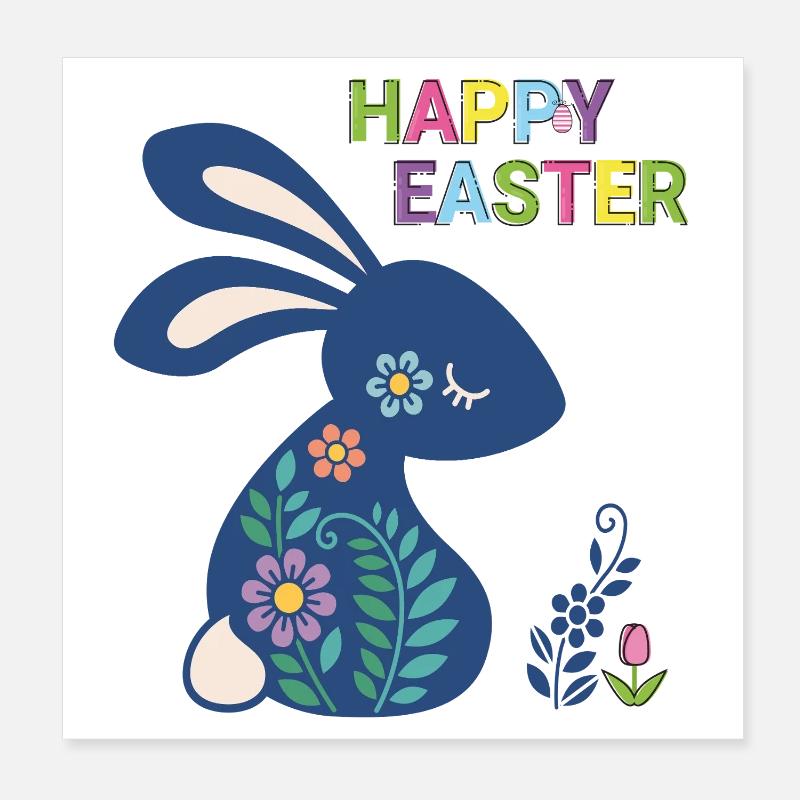 Easter Bunny Happy Easter Poster 8" x 8" (20x20 cm)