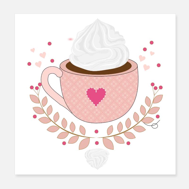 lovingly decorated cup with cream topping and heart Poster 8" x 8" (20x20 cm)
