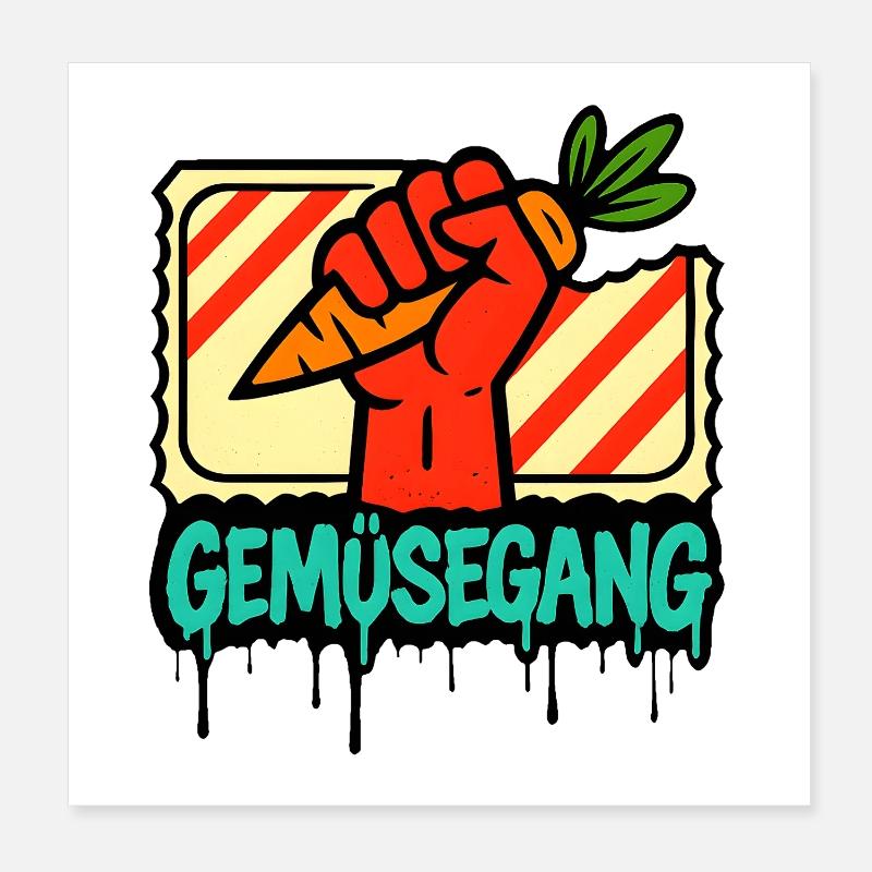 Gemüsegang Handzeichen Design Poster 20x20 cm