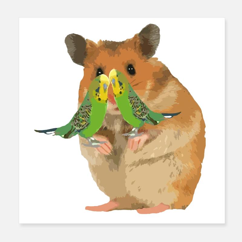 Hamster Menno with two Wellis Poster 8" x 8" (20x20 cm)
