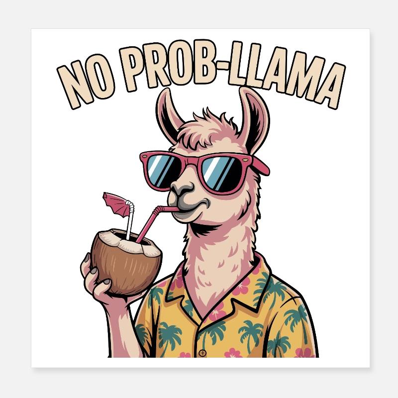 Kein Problem, ein lustiges Lama Poster 20x20 cm