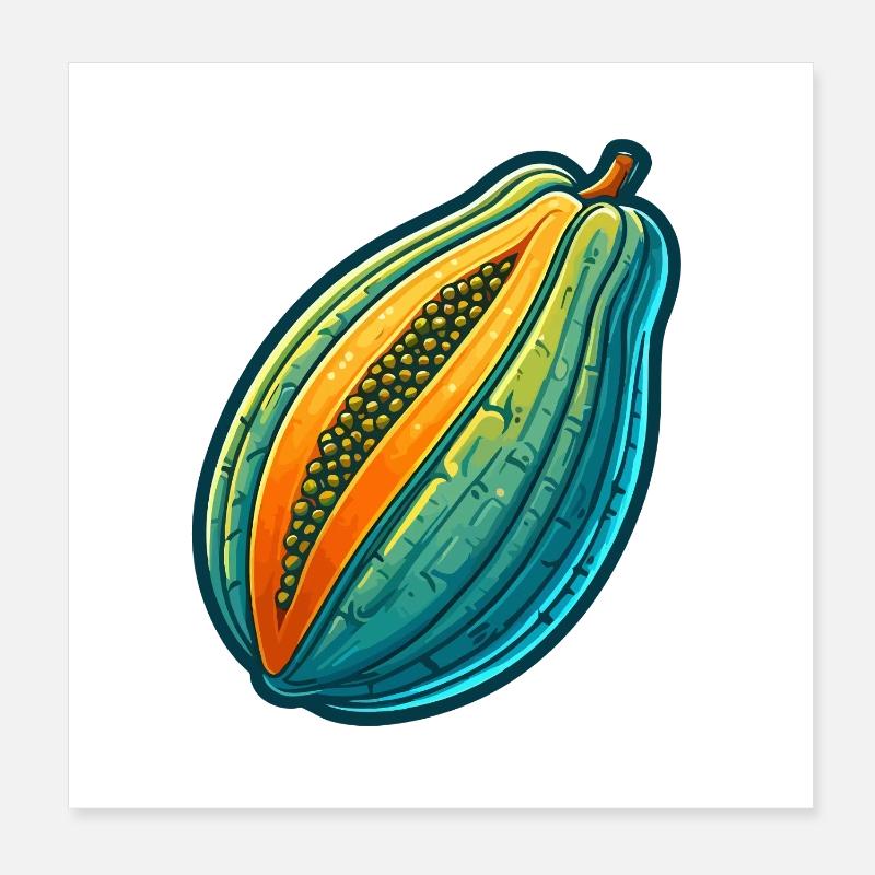 Illustration de Papaye Colorée Tripartite Poster 20 x 20 cm