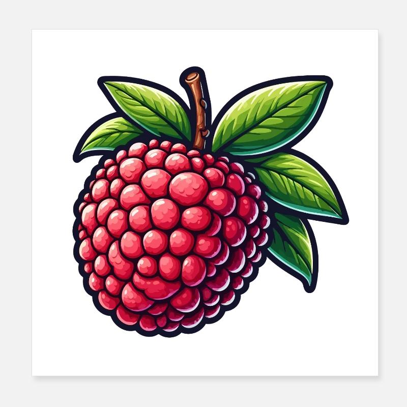 Litchi Illustrée Éclatant Poster 20 x 20 cm