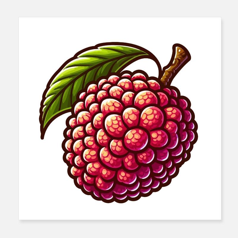 Lebendige Litschi im illustrativen Stil Poster 20x20 cm