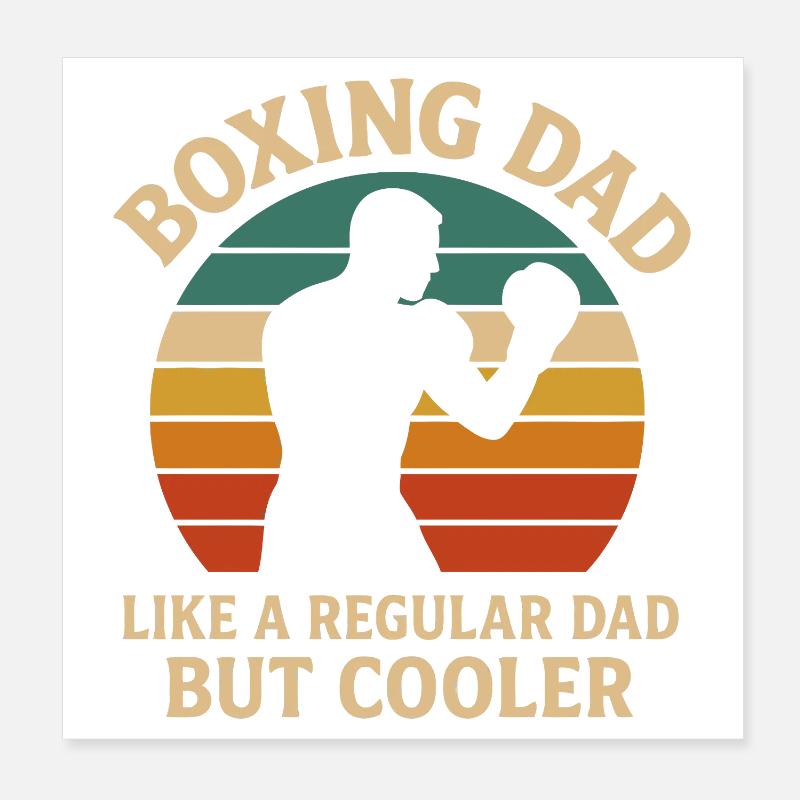 Boxing Dad Retro Sunset Design Poster 8" x 8" (20x20 cm)