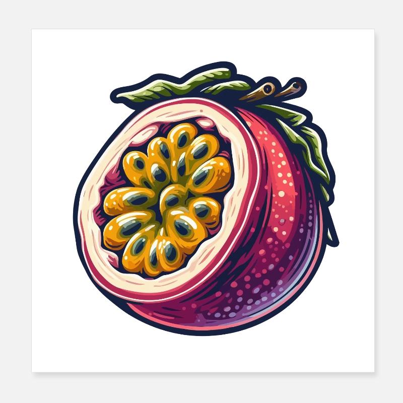 Passion Fruit Colorful Illustration Poster 8" x 8" (20x20 cm)