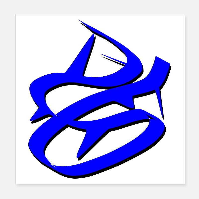 Dynamisches blaues Graffiti-Design Poster 20x20 cm