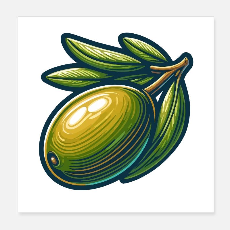 Illustration d'olive élégante et nature Poster 20 x 20 cm