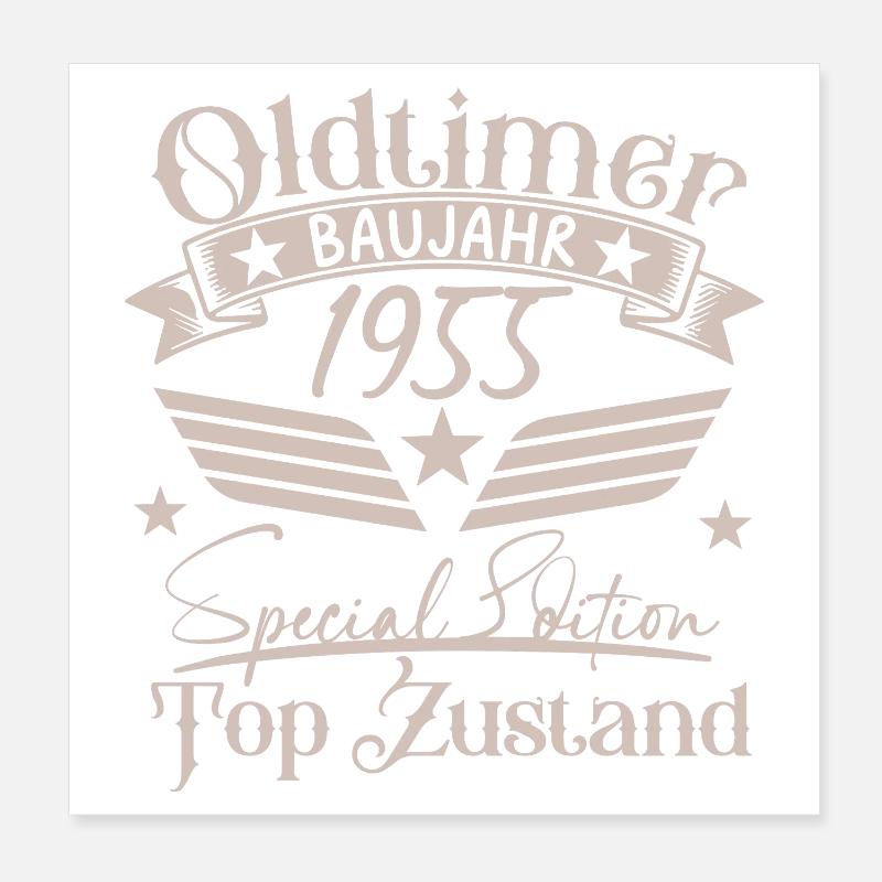 Millésime 1955 Année de construction Conception Poster 20 x 20 cm