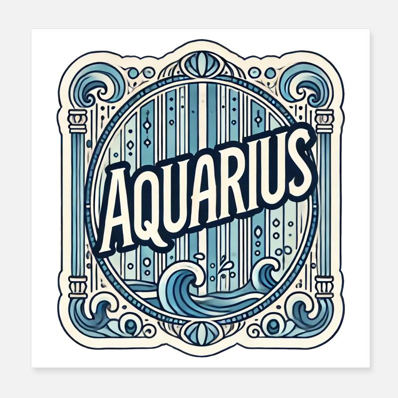 Aquarius Zodiac Constellation Design Poster 8" x 8" (20x20 cm)