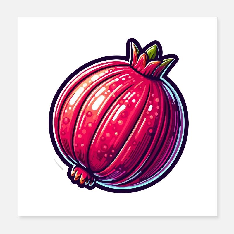 Lebendige hyperrealistische Granatapfel-Illustration Poster 20x20 cm