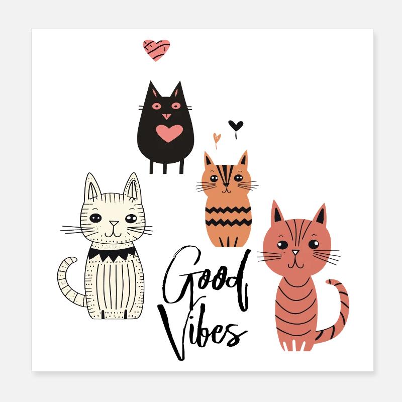 Chats joueurs Poster 20 x 20 cm