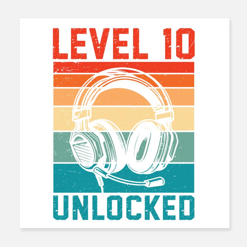 Level 10 freigeschaltet, 10. Jubiläum Poster 20x20 cm