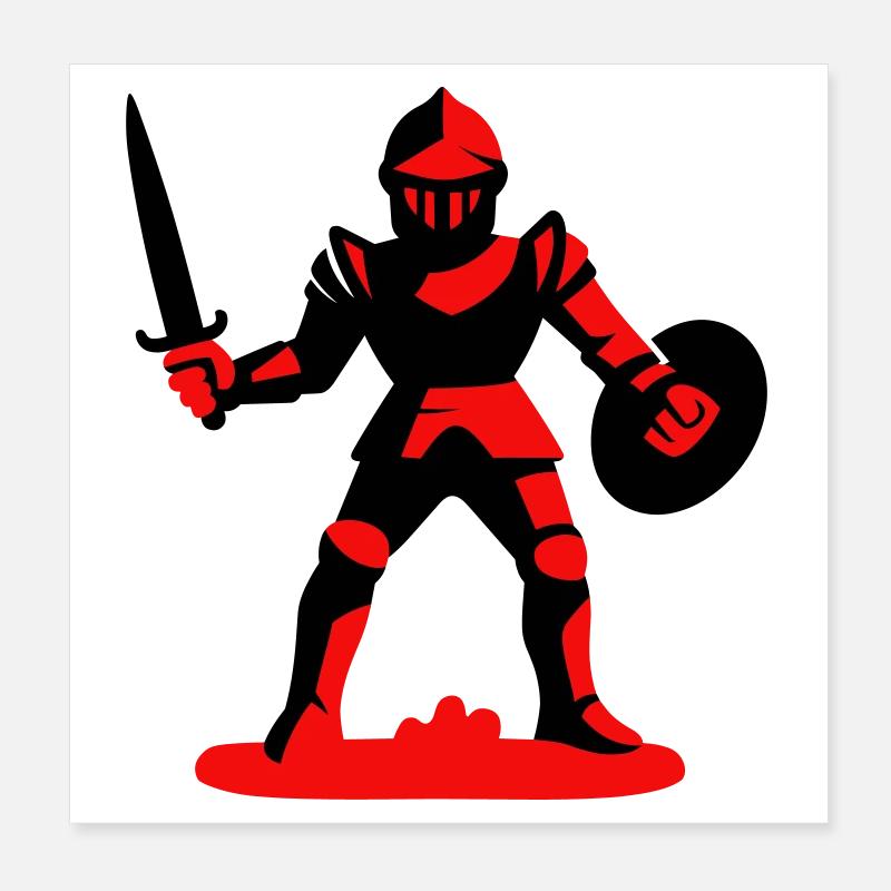 Roter Ritter Poster 20x20 cm